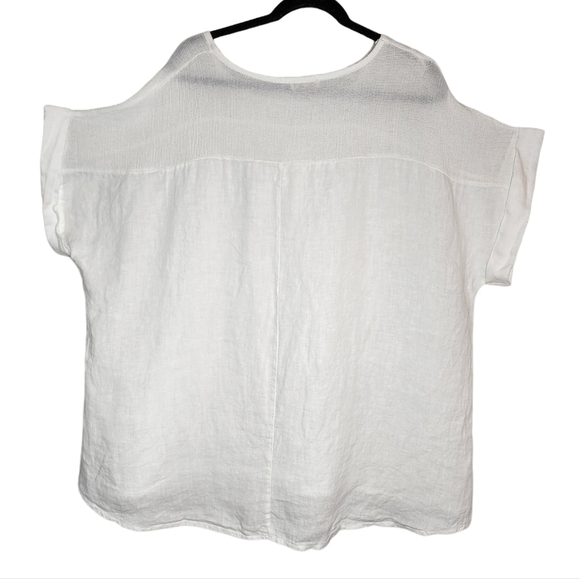 NWT Bellambra 100% Linen Gauze White Short Sleeve Top Made In Italy Size 3X - Picture 8 of 16